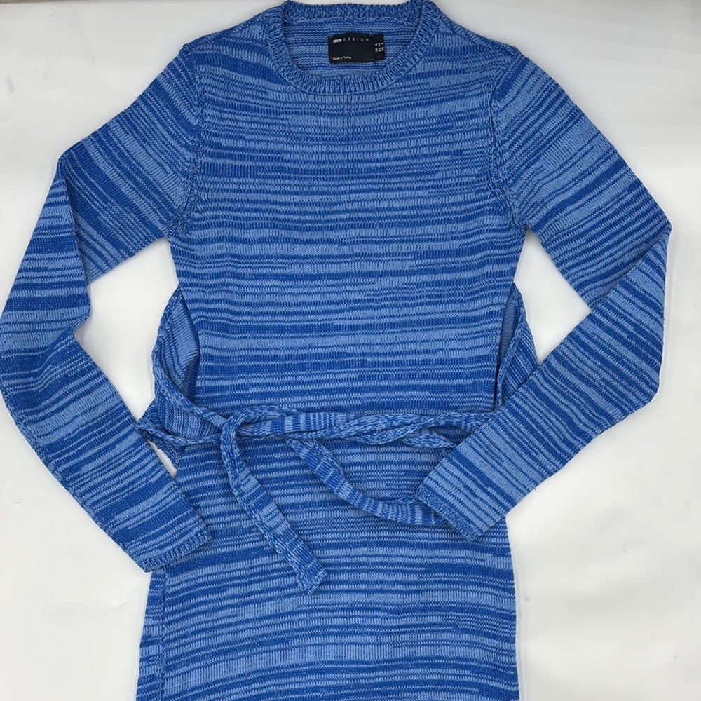 ASOS Design Knitted Midi Dress with Tie Back Detail in Blue